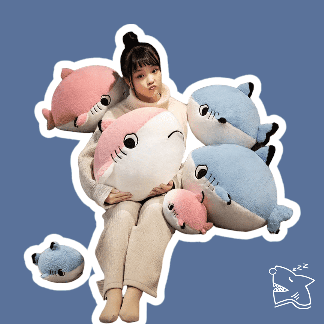 Shark Plushie Super Soft Cute & Cuddly Colors Blue or Pink, UK, USA, EU, AU, CA - Sleepy Sharky Shark Blanket
