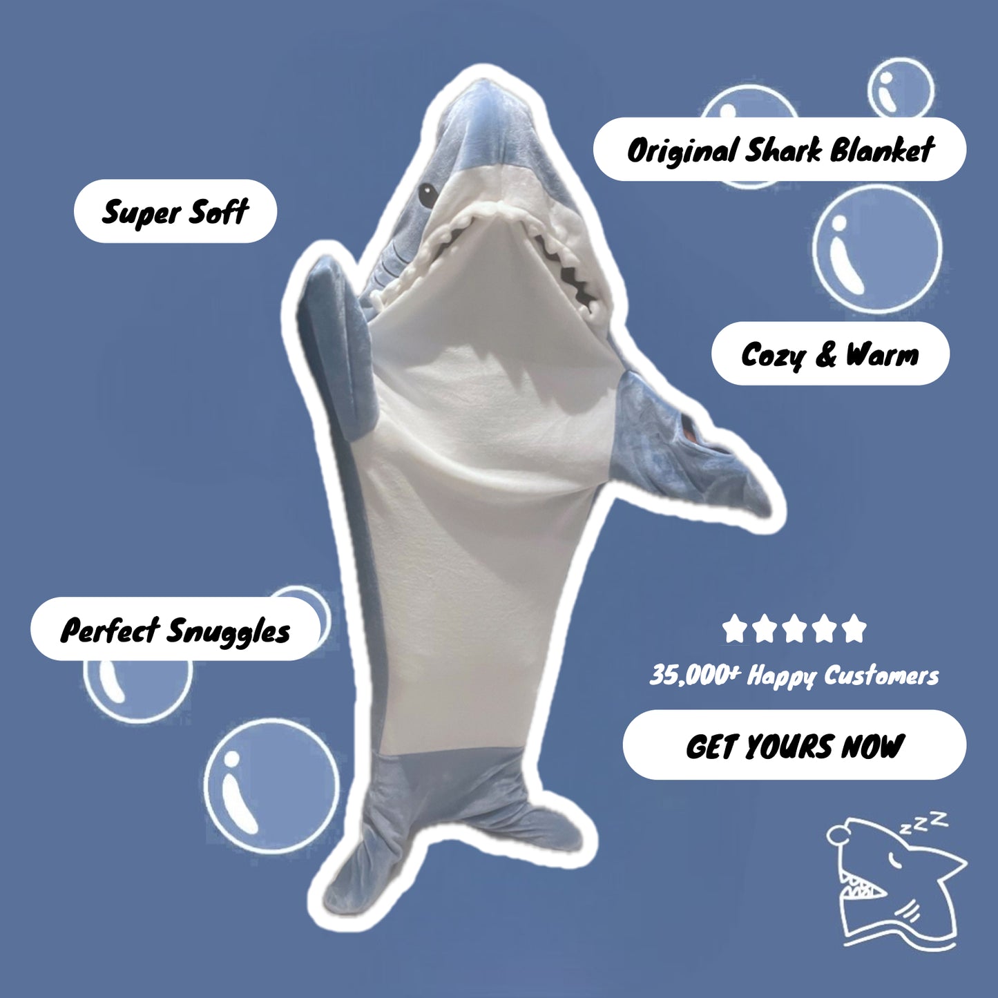 Shark Blanket Original Sleepy Sharky Original Shark Blanket Original & Authentic Shark Blankie Cozy & Comfy