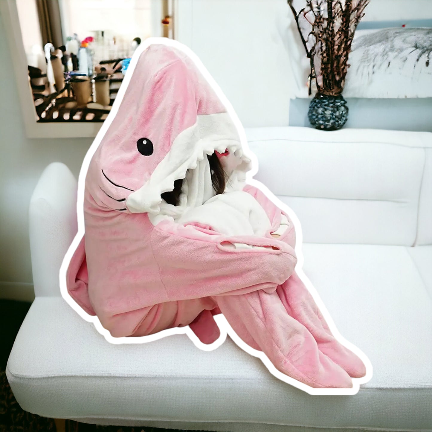 Sleepy Sharky Pink Shark Blanket Super Comfy & Soft Original and Authentic Sharkie Blankie Cozy Shark Blanket
