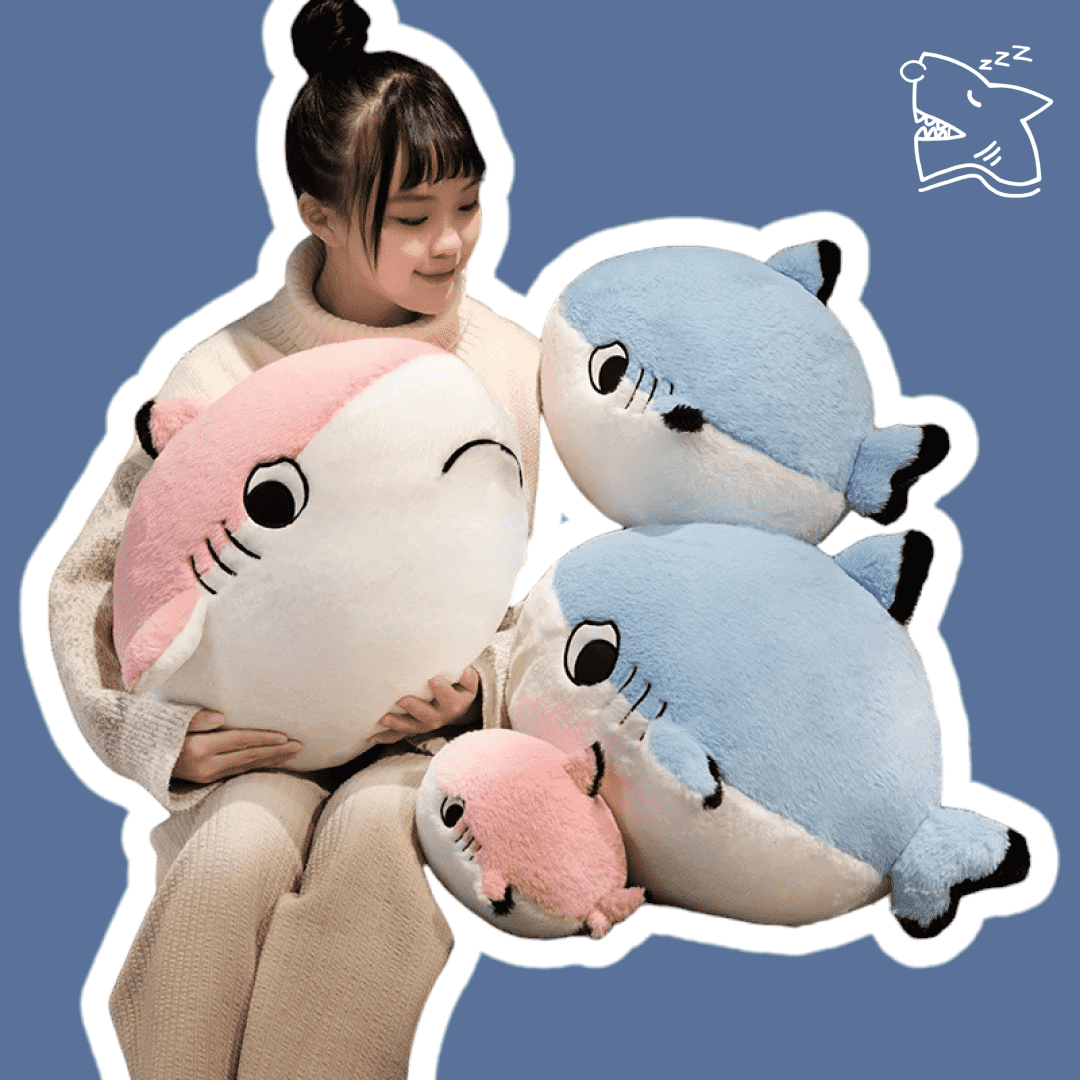 Shark Plushie Super Soft Cute & Cuddly Colors Blue or Pink, UK, USA, EU, AU, CA - Sleepy Sharky Shark Blanket