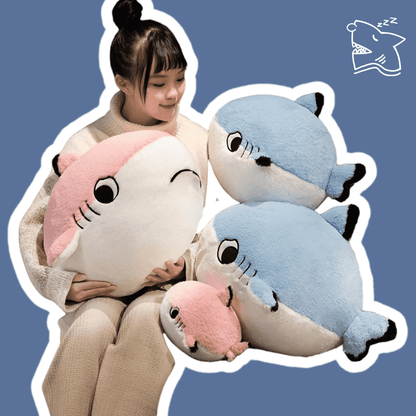 Shark Plushie Super Soft Cute & Cuddly Colors Blue or Pink, UK, USA, EU, AU, CA - Sleepy Sharky Shark Blanket